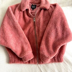 BDG Urban Outfitters Pink Sherpa Fleece Jacket Women’s M Zip Up Cozy Soft Teddy